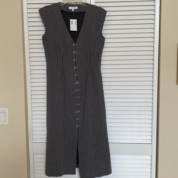 INTERMIX gray and black striped midi dress - Picture 2 of 3